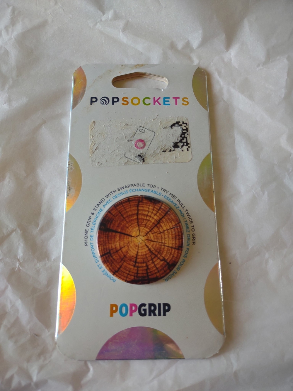 PopSocket PopGrip Phone Grip - Wood Slice Design NEW